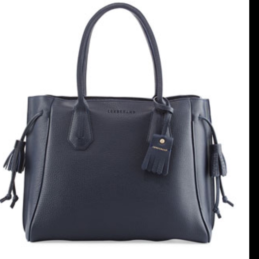 NWOT RARE Large Longchamp Penelope Leather Tote Bag in Midnight Blue color